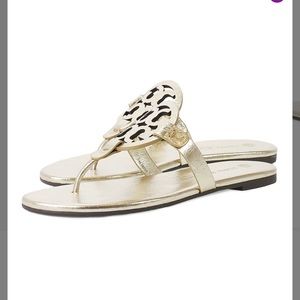 Tory Burch Miller soft gold metallic wrinkled leather